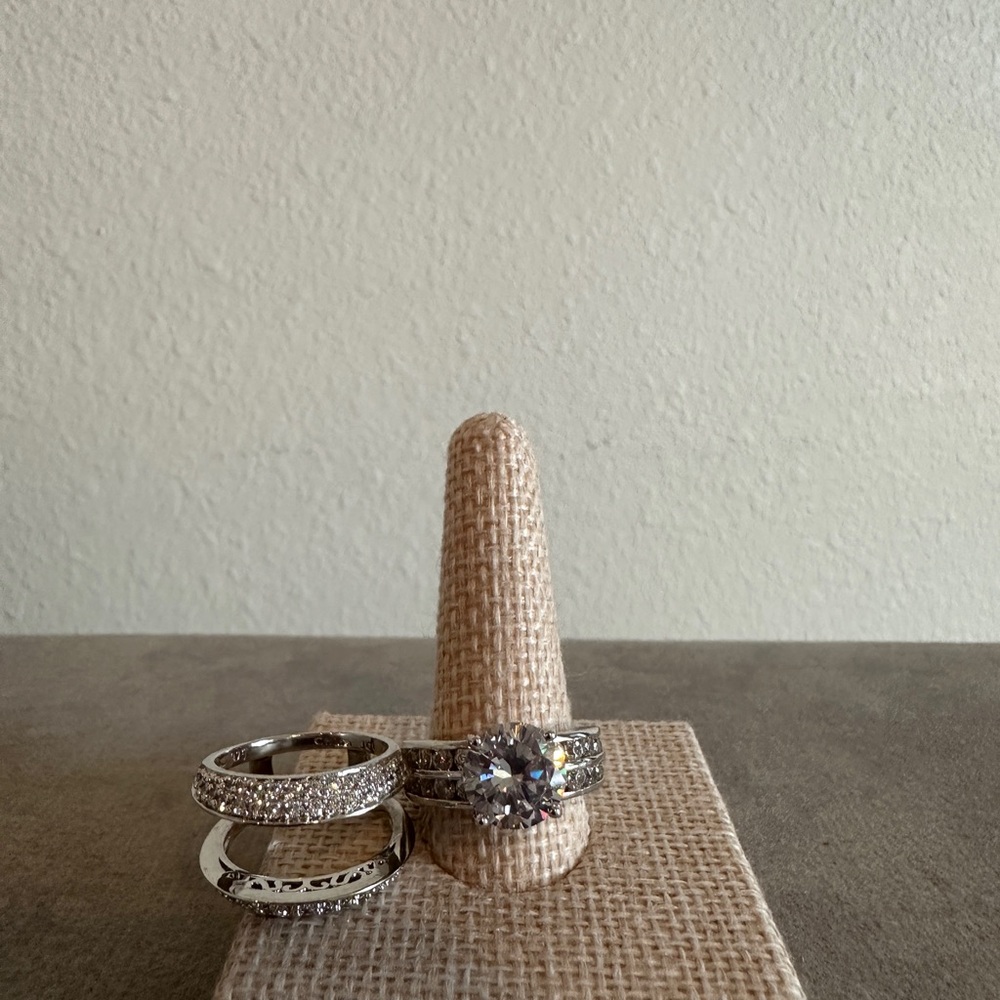 JCL 925 Sterling silver & CZ Wedding Ring Set - Picture 7 of 12